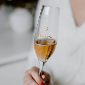 Bella Rose Sklenice na sekt Nevesta - SK, zlatá barva, čirá barva, sklo, 250 ml