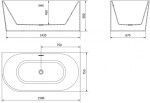 MEXEN - Mia volněstojící vana pravá 150 x 75, bílá bez krytky přepadu a zátky 52691507500P-SS