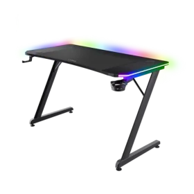 Trust GXT 710 Luminus Pro RGB černá / Herní stůl / RGB podsvícení / bezdrátová nabíječka / 120x60x74 cm (25419)
