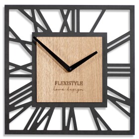 DumDekorace Dřevěné čtvercové nástěnné hodiny v černé barvě