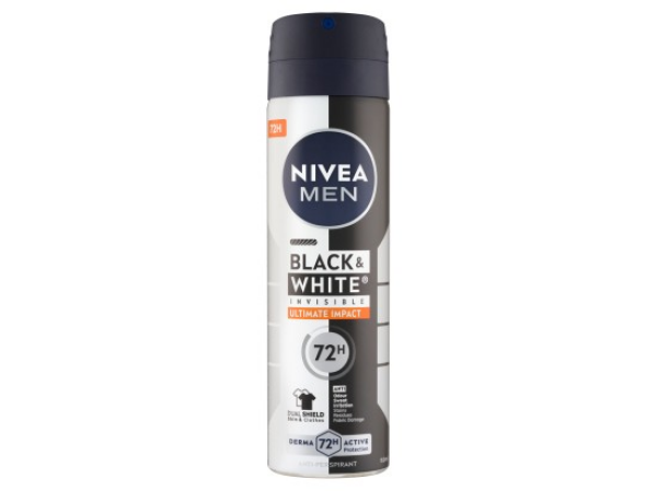Nivea Men Black & White Invisible Ultimate Impact Sprej antiperspirant 150ml