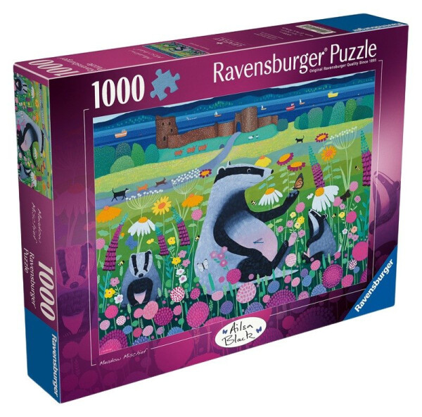 Puzzle Rošťárny mezi květinami 1000 dílků