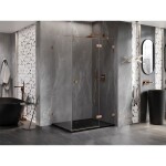 MEXEN/S - Lunar T sprchový kout dveře křídlové pravá 80 x 120, transparent, měď kartáčovaná 834T-080-120-65-00-P