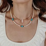 Inspirace 140 - Dámský set šperků – sladkovodní perly, tyrkysový magnezit