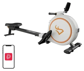 DeerRun RW600 bílá / Veslovací trenažér / magnetický odpor / 32 úrovní / nosnost 136 kg / aplikace PitPat (R1rowing)