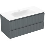 MEXEN/S - Rivel koupelnová skříňka 100 cm s umyvadlem Vela, 2 zásuvky, reliéf , grafit mat/bílá mat - 91A20-10047-2-BFF66-W23M0 91A20-10047-2-BFF66-W23M01