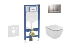 GEBERIT - Duofix Set předstěnové instalace, klozetu Tesi a sedátka, tlačítko Sigma30, matný chrom/chrom SANI11CD2122