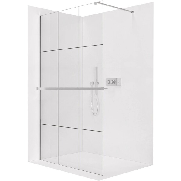CERANO Sprchová zástěna Walk-in Onyx Cube L/P - 8 mm + polička/držák na ručníky - hranatá vzpěra - chrom, industriální sklo - 120x200 cm