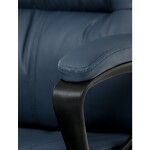 Kancelářské křeslo, tmavě modrá ekokůže, taštičkové pružiny, kovový kříž, kolečka na tvrdé podlahy