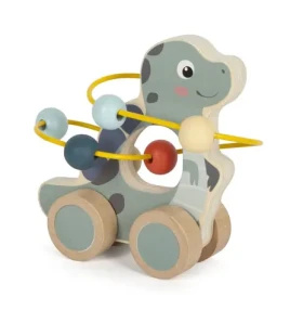 Small foot Hračka na kolečkách s korálkovým labyrintem Dino