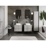MEXEN/S - Rivel koupelnová skříňka pod umyvadlo 60 cm s deskou, 2 zásuvky, reliéf , šedá mat 91A20-06047-2-BFFC62