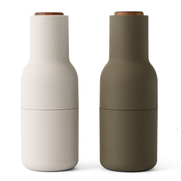 Audo Copenhagen Mlýnek na sůl a pepř Bottle Hunting Green/Beige Walnut – set 2 ks, zelená barva, béžová barva, dřevo, plast, keramika