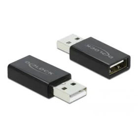 DeLock USB 2.0 A (M) - USB 2.0 A (F) černá / Datový blokátor / pouze nabíjení / výstupní proud 2000 mA (66529)