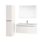MEREO - Mailo, koupelnová skříňka s umyvadlem z litého mramoru 81 cm, bílá, chrom madlo CN516M