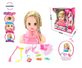 Mamido Česací hlava s doplňky a make-up růžová Blond MT1250