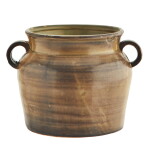 MADAM STOLTZ Kameninový obal na květináč Mustard/Brown 14 cm, hnědá barva, keramika