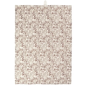 IB LAURSEN Utěrka Emilia Milky Brown Leaf Pattern, hnědá barva, textil