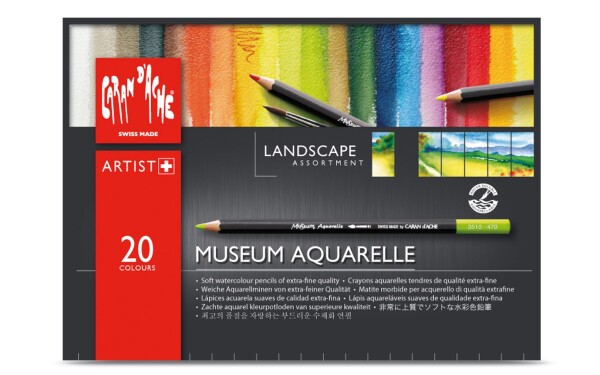 Caran d'Ache, 3510.420, Museum Aquarelle Pencils Landscape, umělecké akvarelové pastelky, sada krajina, 20 ks