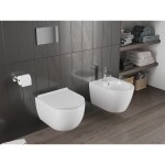MEXEN/S - Carmen Závěsná WC mísa Rimless Tornado včetně sedátka s slow slim, duroplast, bílá lesk 30880500T