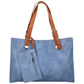 Trendy dámská koženková kabelka na rameno Valika, džínově modrá