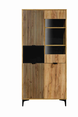 ARTEN (NANO Systems s.r.o.) Vitrína Piano 3D1V zlatý dub/černá