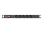 Lanberg PDU černá / Zásuvková lišta do racku / 19" 1U / 5x zásuvka Schuko / IEC C14 / 10 A / 2 m (PDU-05F-0200-IEC-BK)