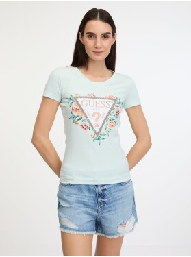 Dámské tričko mentolové barvě Guess Triangle Flowers
