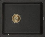 MEXEN/S - Pedro granitový dřez 1-miska 560 x 460 mm, černá/zlatá metalik, sifon zlatá 6508561000-75-G