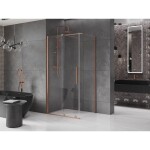 MEXEN/S - Velar sprchový kout 120 x 90, transparent, kartáčovaná měď 871-120-090-01-65