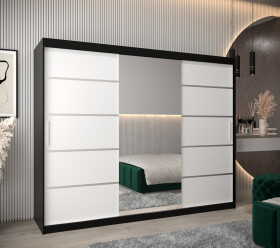 Šatní skříň Abi V2 Barva korpusu: Černá, Rozměry: 250 cm, Dveře: Bílá