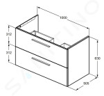 IDEAL STANDARD - i.Life B Umyvadlová skříňka 100x63x51 cm, 2 zásuvky, matná bílá T5276DU