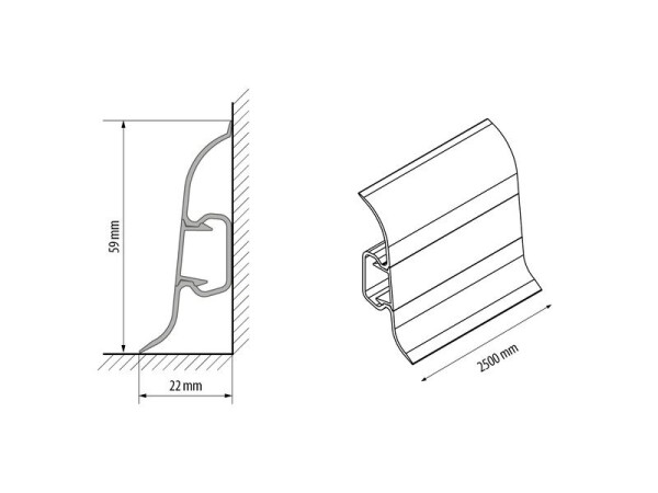 Soklová lišta PVC – Edmonton nr. 68 EgibiFloors 2,5 m