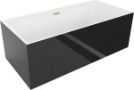 MEXEN/S - Nita volně stojící vana 170 x 80, bílá/černá, sifon a přepad zlatá kartáčovaná 52091708075-55