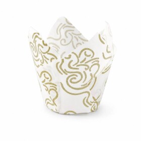 Dortisimo Košíčky na muffiny Tulip bílé se zlatým vzorem 5 x 8 cm (50 ks)