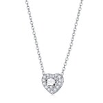 Stříbrný náhrdelník se zirkony Cristiana - stříbro 925/1000, srdce, Stříbrná 45 cm