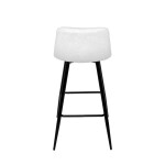 Židle barová, bílá látka, čtyřnohá kovová podnož, černý mat