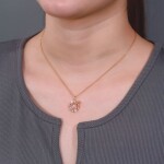 Stříbrný náhrdelník s růžovým křemenem a králíčkem - stříbro 925/1000, Zlatá 40 cm + 5 cm (prodloužení)