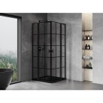 MEXEN/S - Mist L Duo sprchový kout dveře křídlové 90 x 90, černá dekor, černá 8A4L-090L-090P-70-77