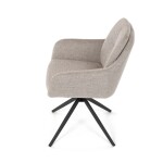 Židle jídelní, 180° otočný mechanismus, šedá voděodolná látka, černý kov