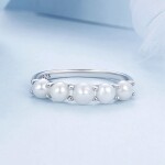 Stříbrný prsten perlou stříbro 925/1000, Stříbrná Bílá