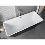 MEXEN/S - Tava volně stojící vana reliéf 170 x 75, bílá/černá, sifon a přepad nikl kartáčovaný 52851707575-97