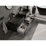 MEXEN/S - Orio koupelnová skříňka pod umyvadlo 140 cm s deskou, 1 šuplík, černá lesk 91A10-14023-1-BFC70