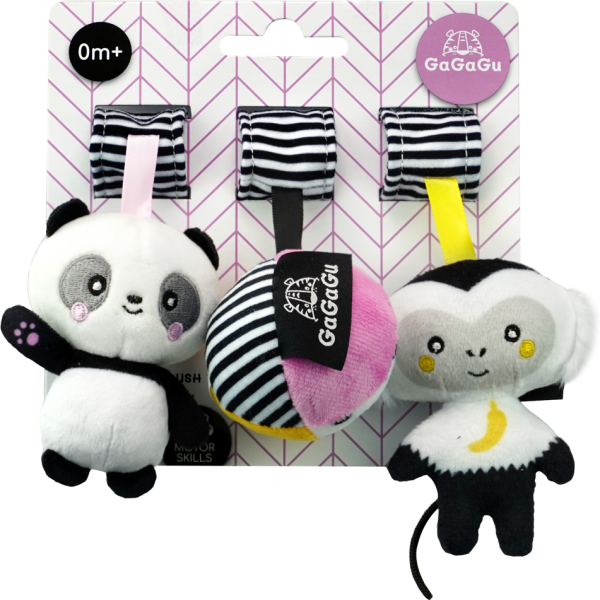 Závěsná plyšová hračka opice, panda, míč - TOMI