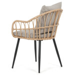 Zahradní židle, kov, polyratan, béžová, AZ-F1406 NAT