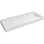 CERANO - Umyvadlo z litého mramoru Vita - nástěnné i na desku - 2 otvory pro baterii - bílá lesklá - 120x46 CER-479899