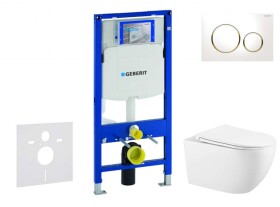 GEBERIT - Duofix Set předstěnové instalace, klozetu Gaia sedátka softclose, tlačítko Sigma20, bílá/pozlacená SANI11CA3140