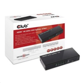CLUB3D CSV-1380 video splitter 1:4 HDMI 2.0 černá / 4K 60Hz / podpora 3D / 4 porty (CSV-1380)