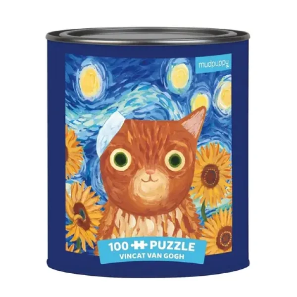 Mudpuppy Puzzle Vincent van Gogh umělecké kočky v plechovce