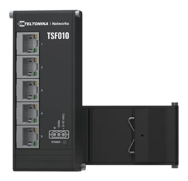 Teltonika TSF010 / průmyslový Switch / 5-Port / 100 Mbps / 7-57 VDC / IP30 (TSF010000000)