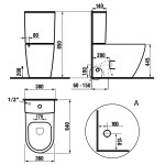 SAPHO - TURKU WC kombi, Vortex Rimless, spodní/zadní odpad, bílá PC104V